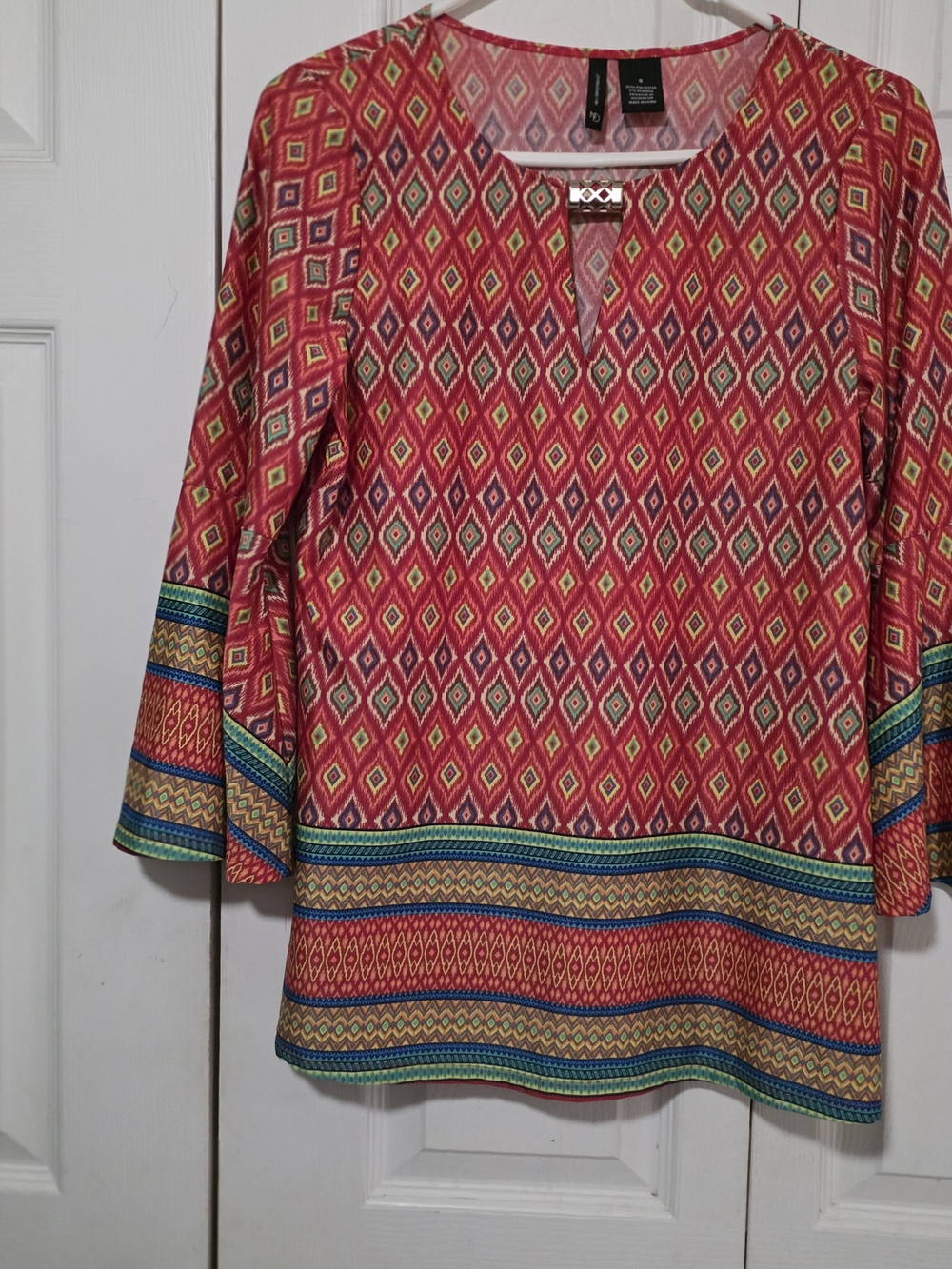 Mossimo Supply Co. Pink Multicolor Geometric Border Tunic